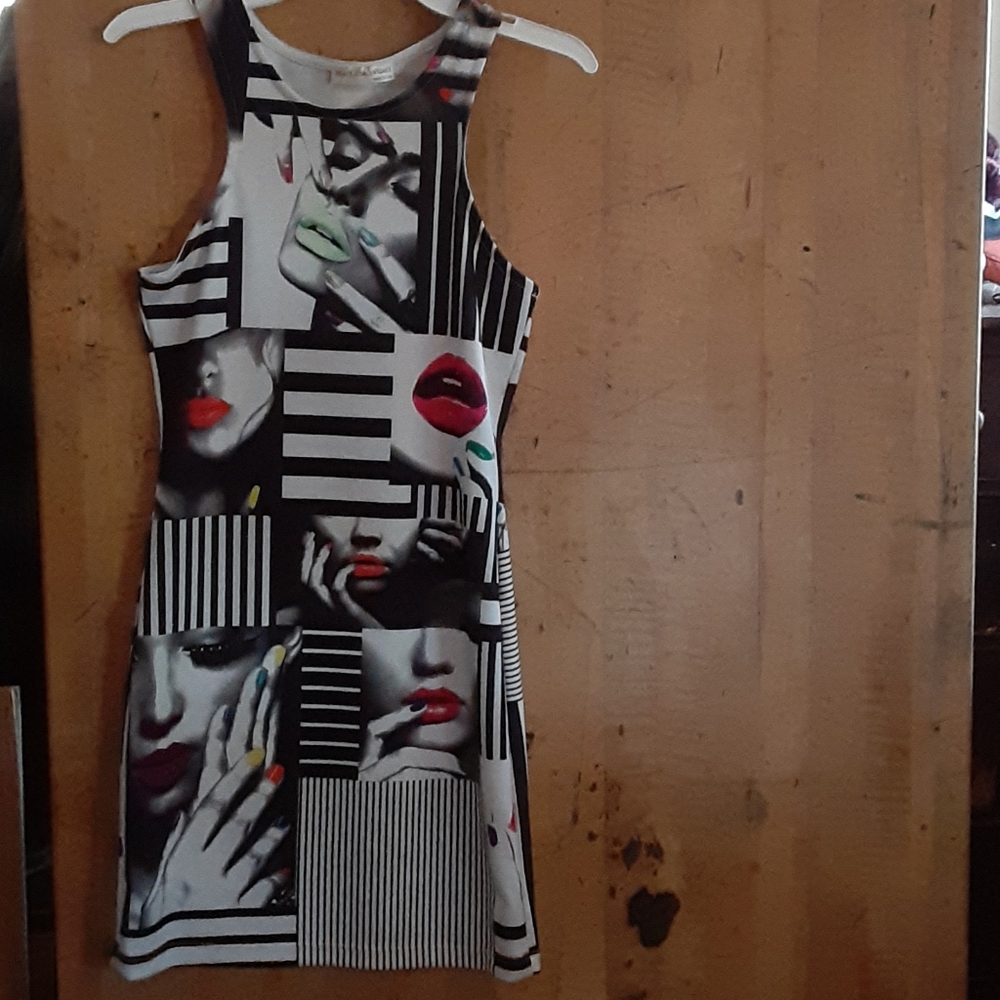 Unique colorful tank style mini dress